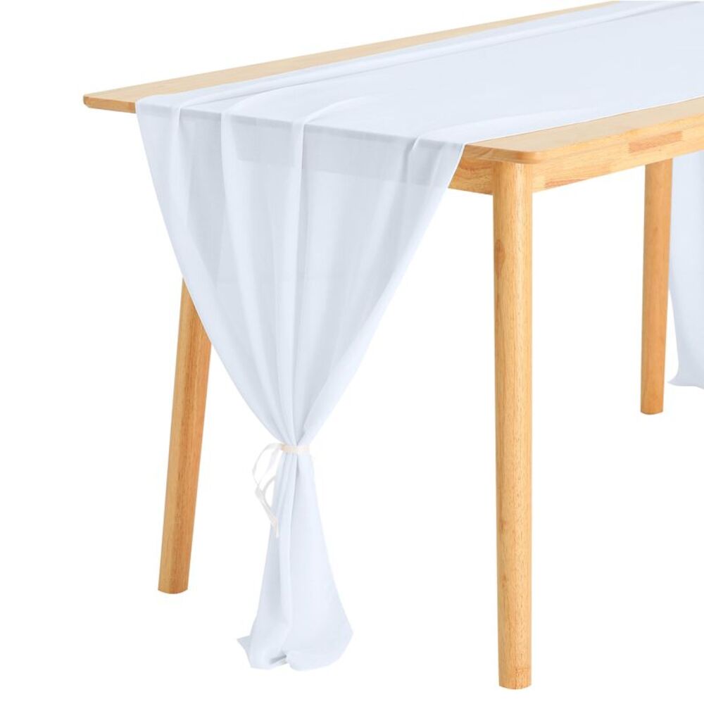 6 Pack 10ft Chiffon Table Runners 28x120 Inch White